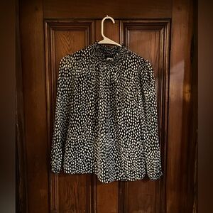 J. Crew Black and Cream Textured Blouse